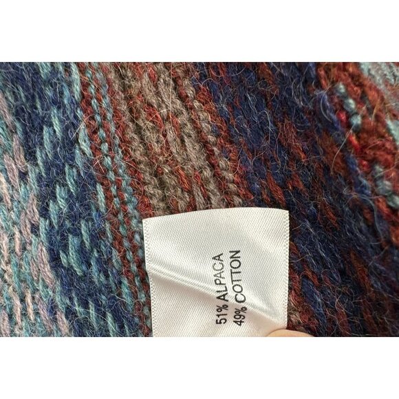 Orvis Women's Open Cardigan Size Small Aztec Detail Beautiful Alpaca Cotton blen - Picture 7 of 8